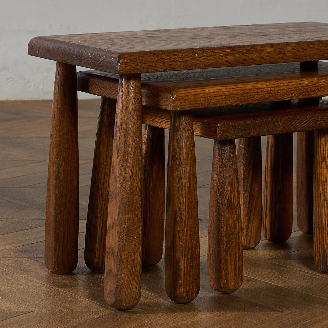 オランダ製 オーク無垢材 ネストテーブル