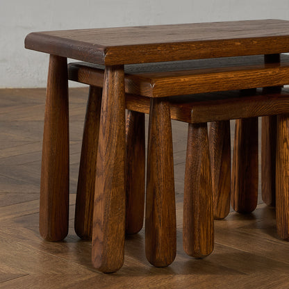 オランダ製 オーク無垢材 ネストテーブル