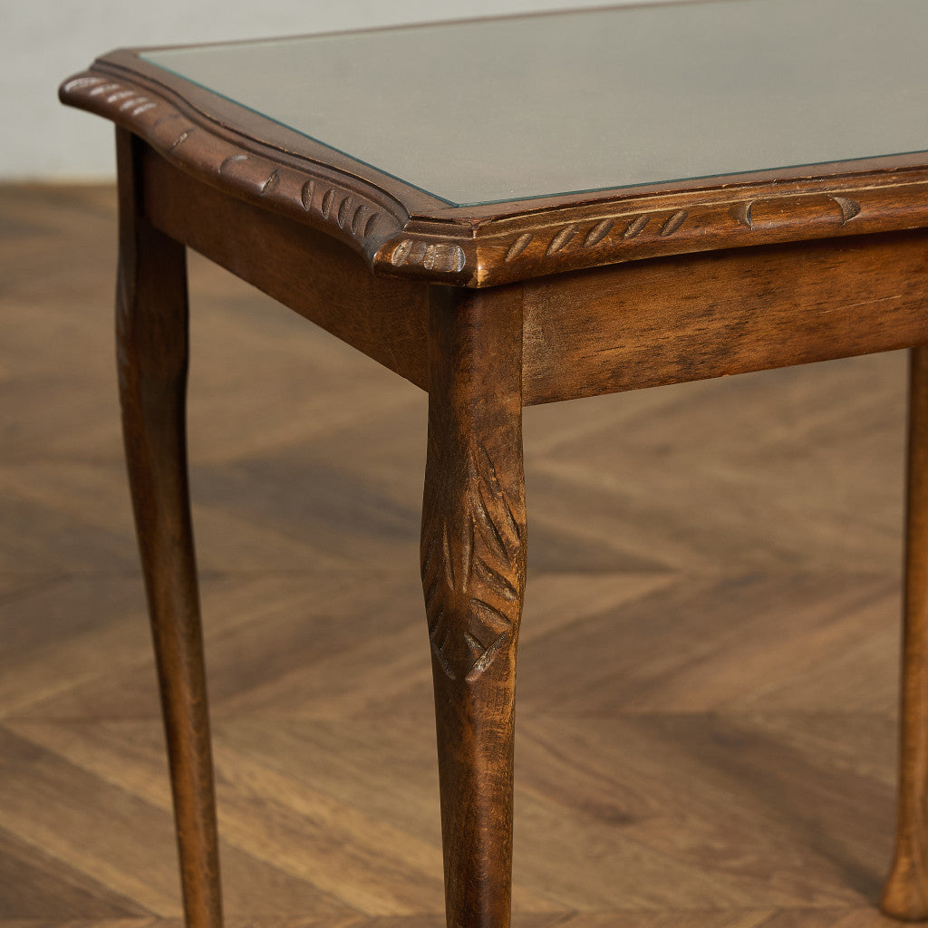 英国 クラシック ガラストップ ネストテーブル