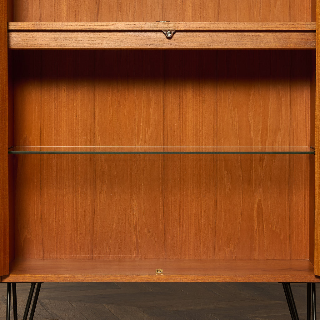 Fresco ガラス ブックケース カスタム アイアン ヘアピンレッグ