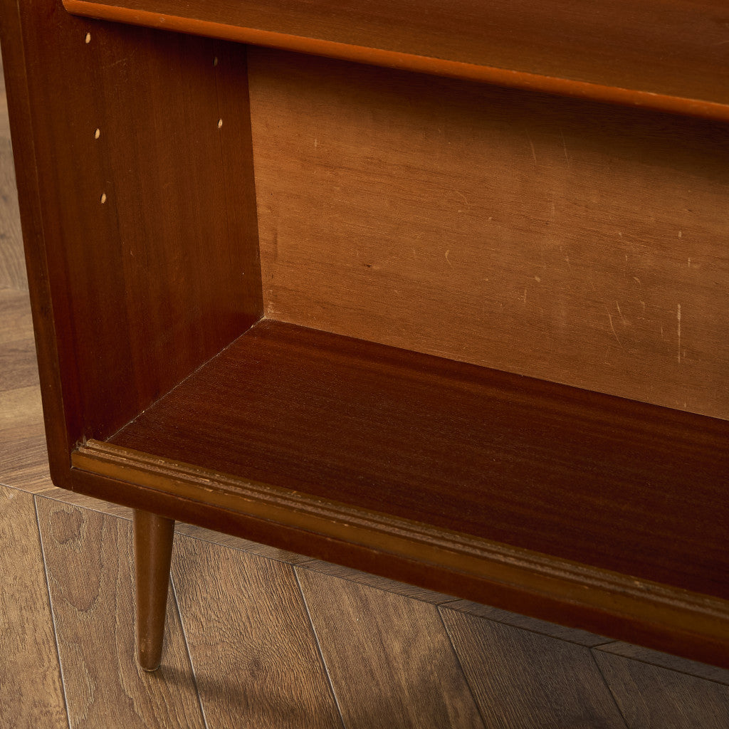 英国 ヴィンテージ ナロー ガラス ブックケース 食器棚