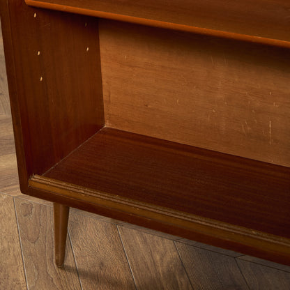 英国 ヴィンテージ ナロー ガラス ブックケース 食器棚