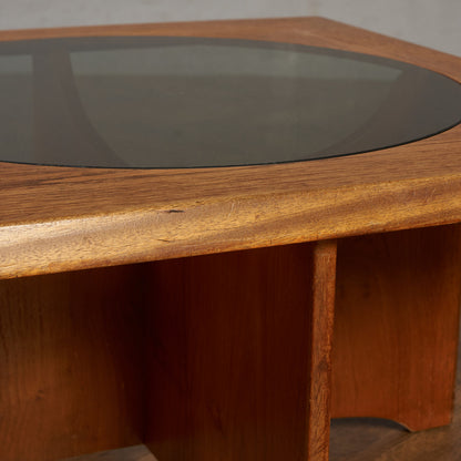 ヴィンテージ スツール付き ガラストップ センターテーブル