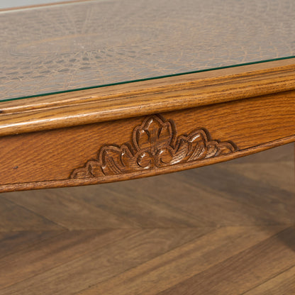 英国 クラシック ガラストップ ラタン コーヒーテーブル