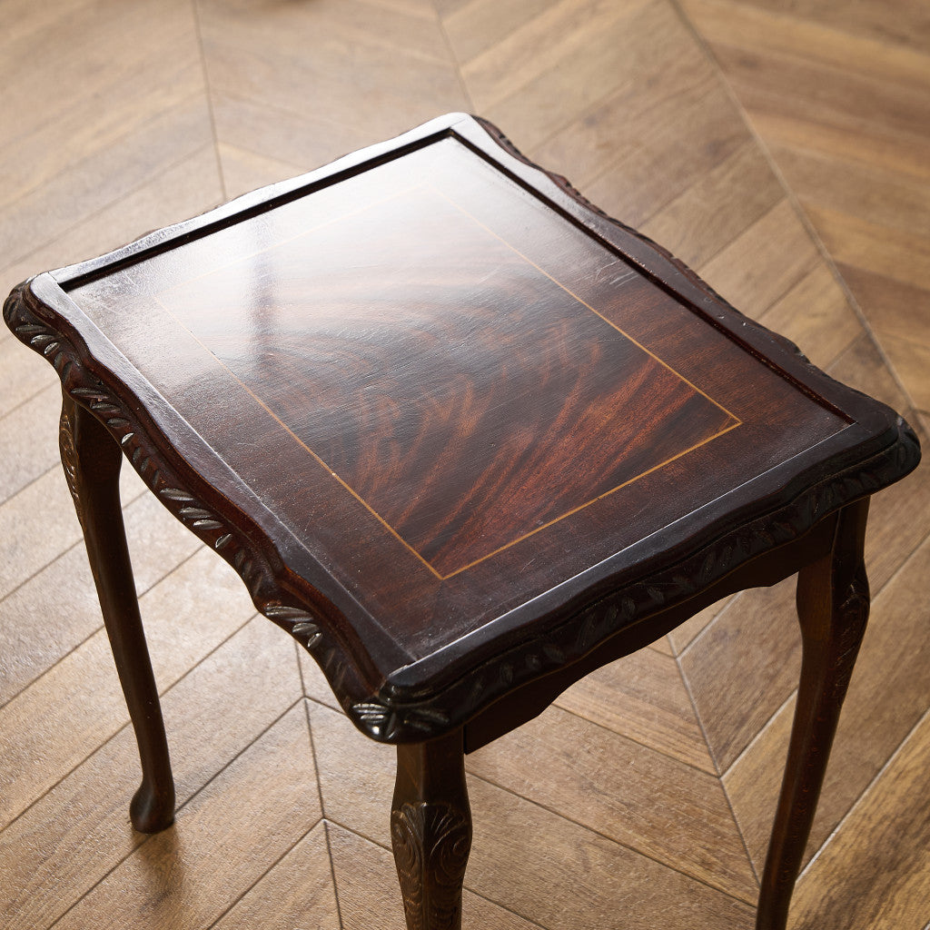 英国 クラシック ガラストップ ネストテーブル