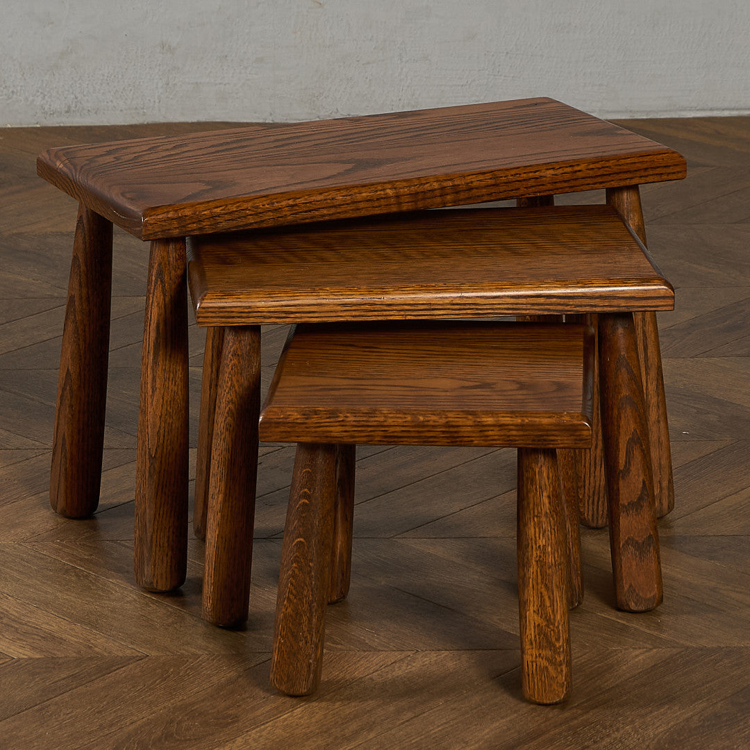 オランダ製 オーク無垢材 ネストテーブル