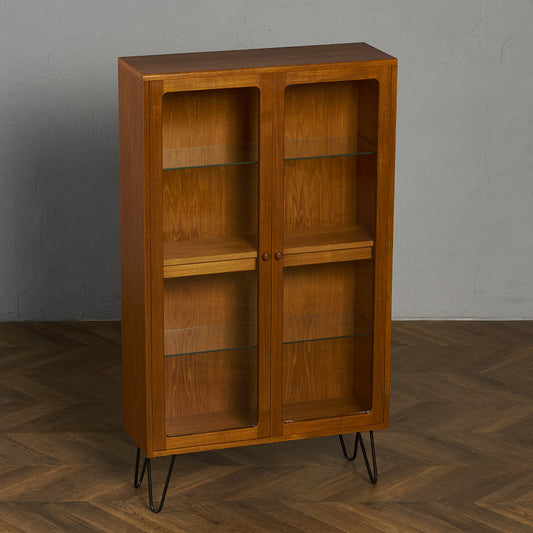 Fresco ガラス ブックケース (カスタム アイアン ヘアピンレッグ)