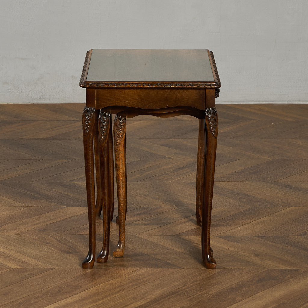 英国 クラシック ガラストップ ネストテーブル