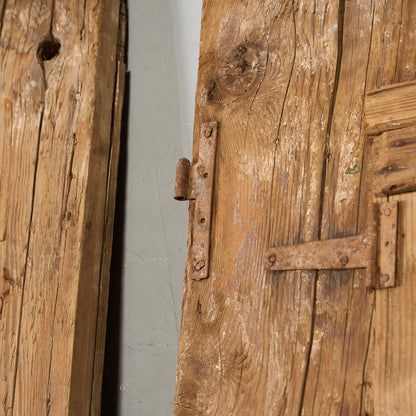 英国 アンティーク 両開き 鉄格子 ウッド ドア 2点セット