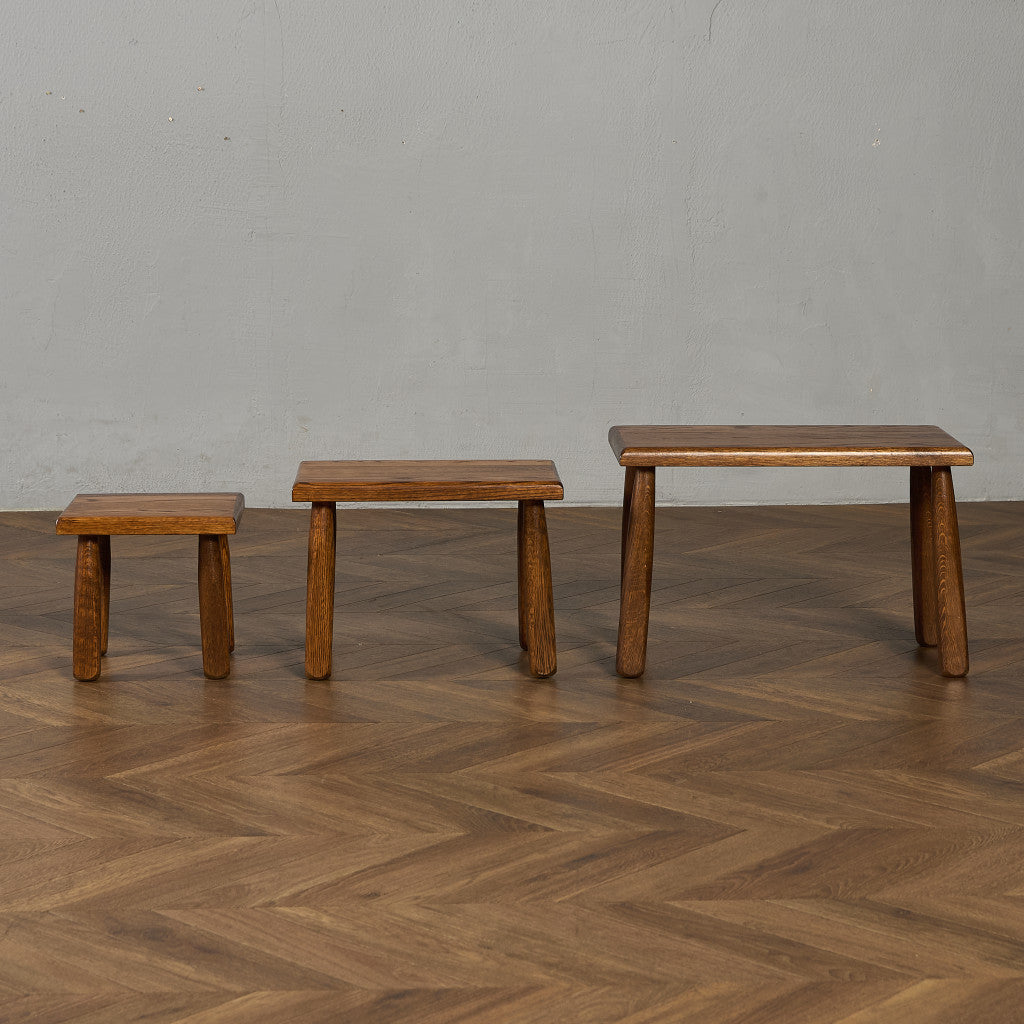 オランダ製 オーク無垢材 ネストテーブル