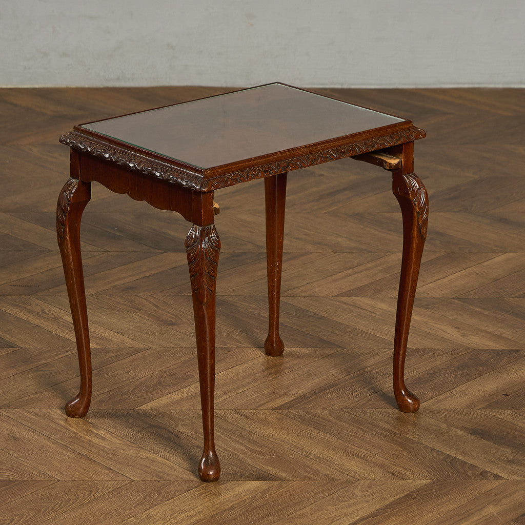 英国 クラシック ガラストップ ネストテーブル