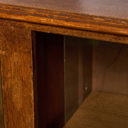 英国 ヴィンテージ ナロー ガラス ブックケース 食器棚