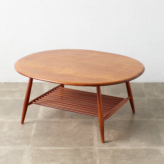 オーバル センターテーブル 棚付き