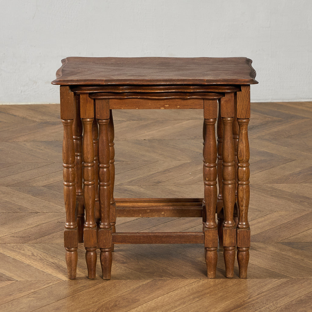 英国 クラシック オーク材 ネストテーブル サイドテーブル
