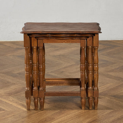 英国 クラシック オーク材 ネストテーブル サイドテーブル