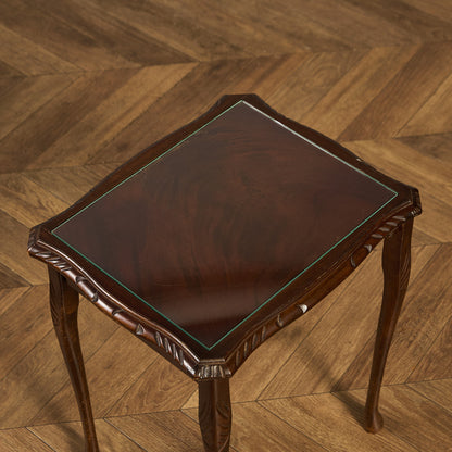 英国 クラシック ガラストップ ネストテーブル