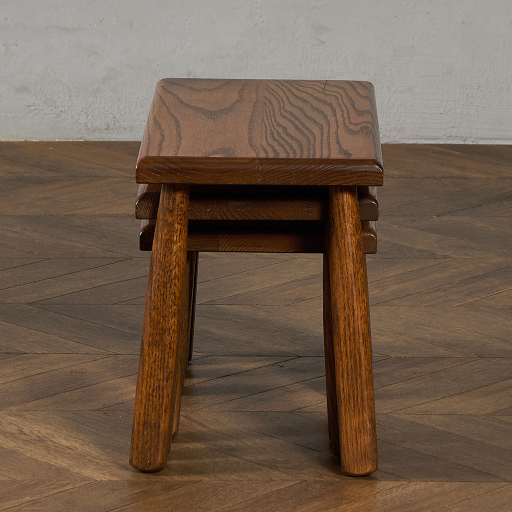 オランダ製 オーク無垢材 ネストテーブル