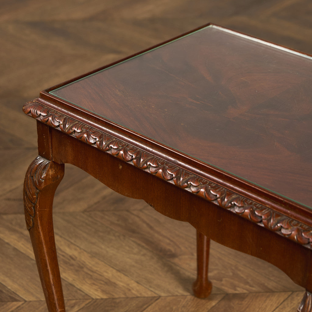 英国 クラシック ガラストップ ネストテーブル