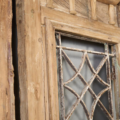 英国 アンティーク 両開き 鉄格子 ウッド ドア 2点セット