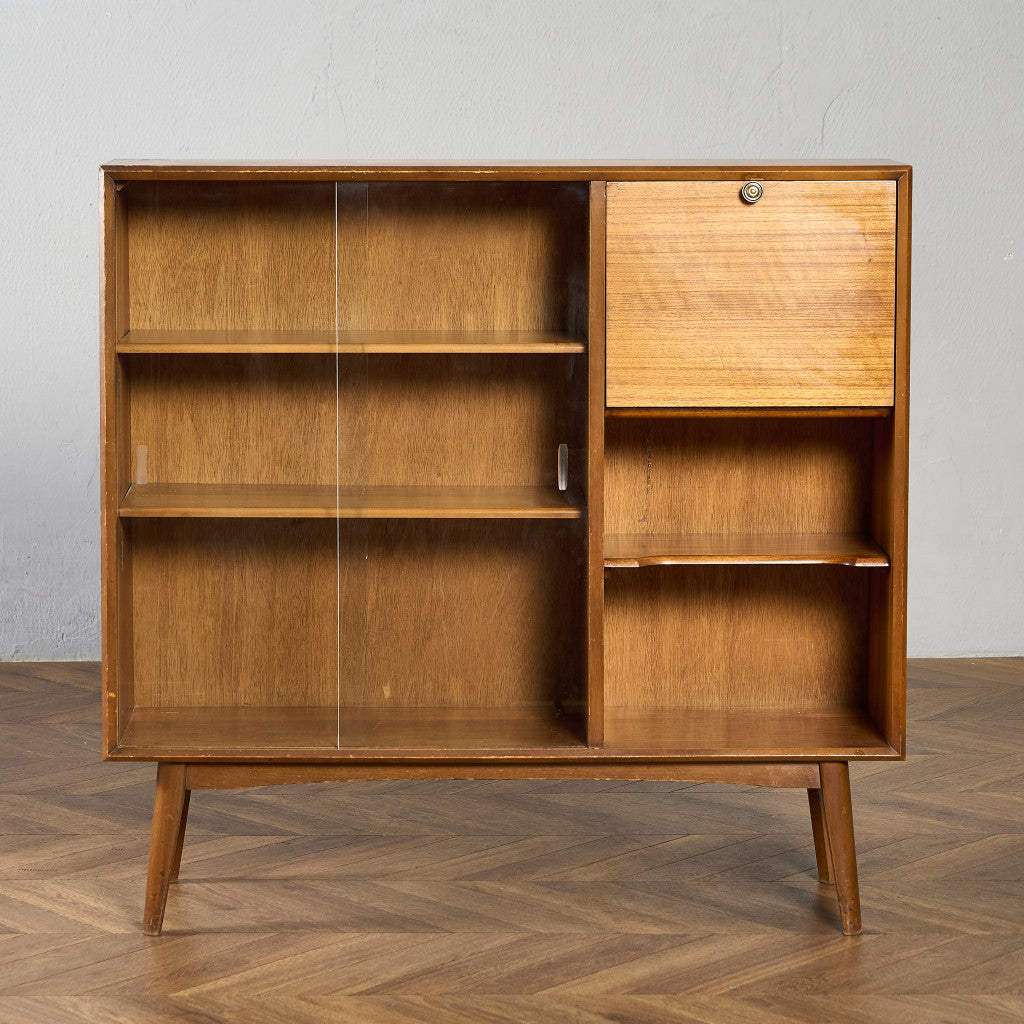 ヴィンテージ ナロー ガラスキャビネット ブックケース