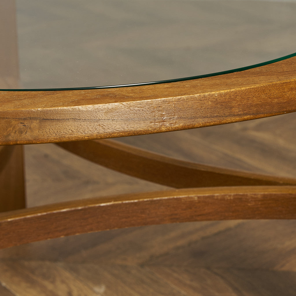 ヴィンテージ トライアングル ガラストップテーブル