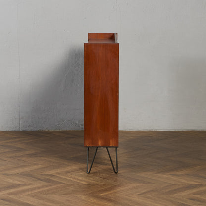 英国 ヴィンテージ ガラス キャビネット カスタム アイアン ヘアピンレッグ