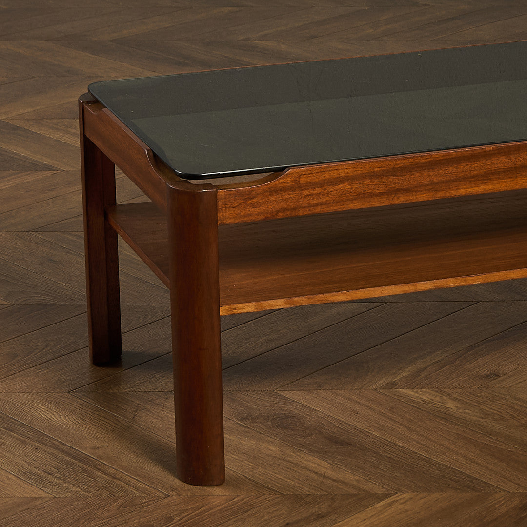 ヴィンテージ スモークガラストップ コーヒーテーブル