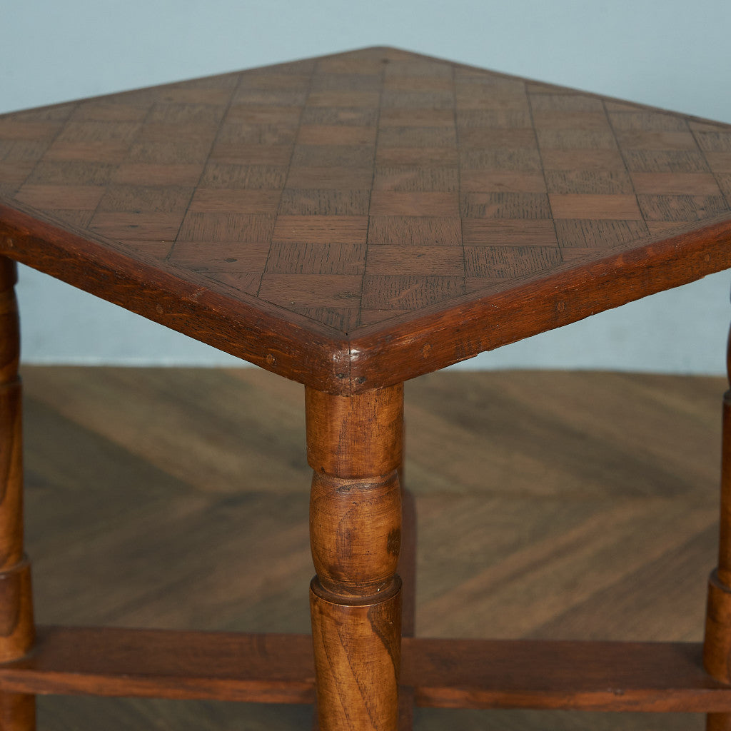 British classic parquet top side table #81898