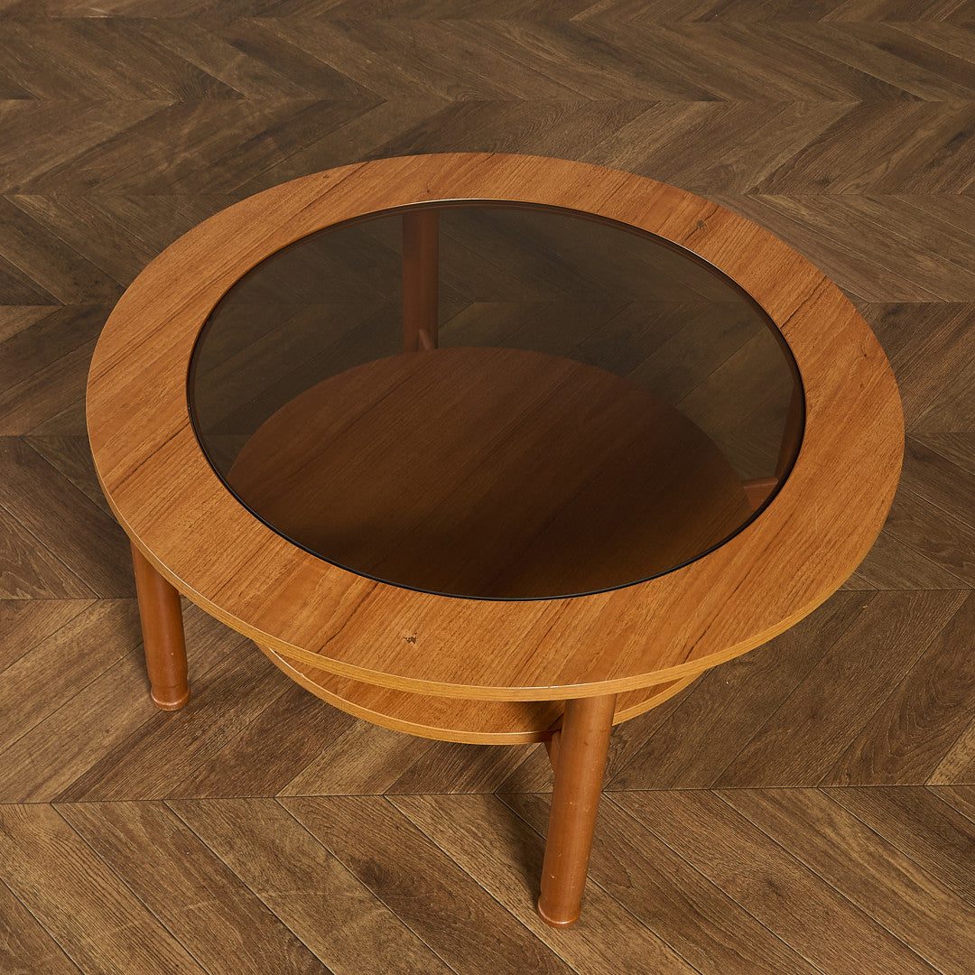 ヴィンテージ スモーク ガラストップ コーヒーテーブル センターテーブル