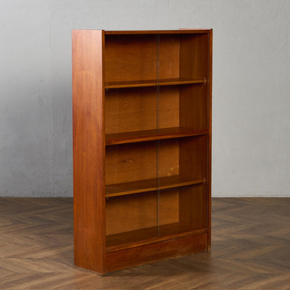 英国 ヴィンテージ ナロー ガラス ブックケース 食器棚