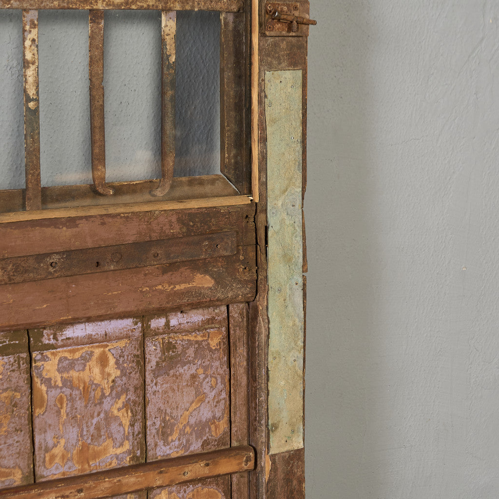 英国 アンティーク 両開き 鉄格子 ウッド ドア 2点セット