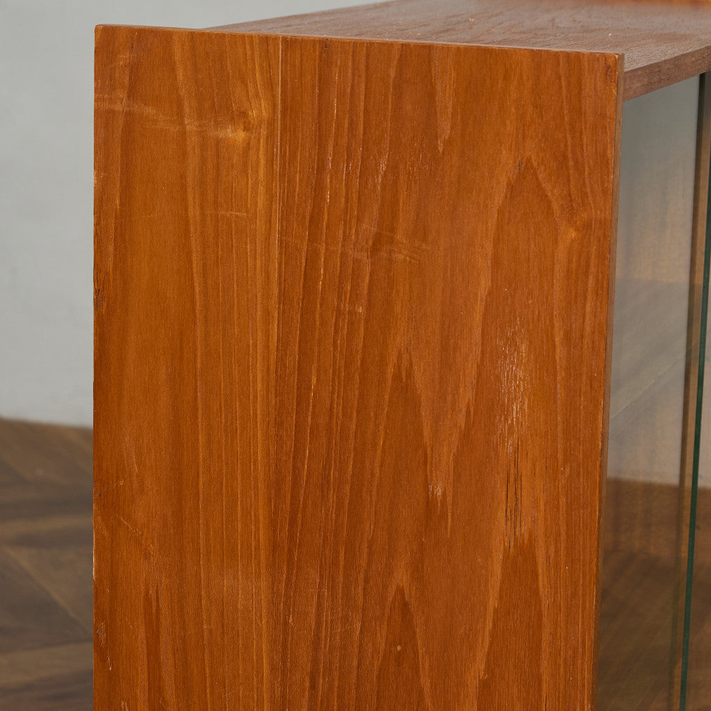 英国 ヴィンテージ ナロー ガラス ブックケース 食器棚