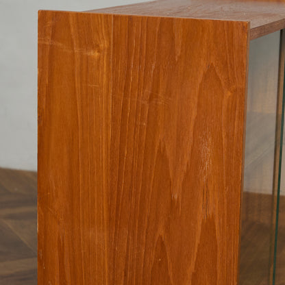 英国 ヴィンテージ ナロー ガラス ブックケース 食器棚