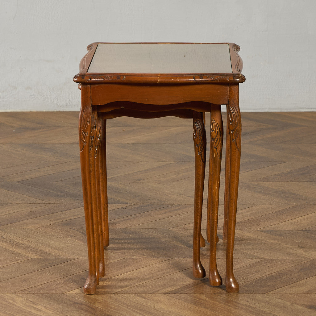 英国 クラシック ガラストップ ネストテーブル #95562