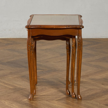 英国 クラシック ガラストップ ネストテーブル #95562