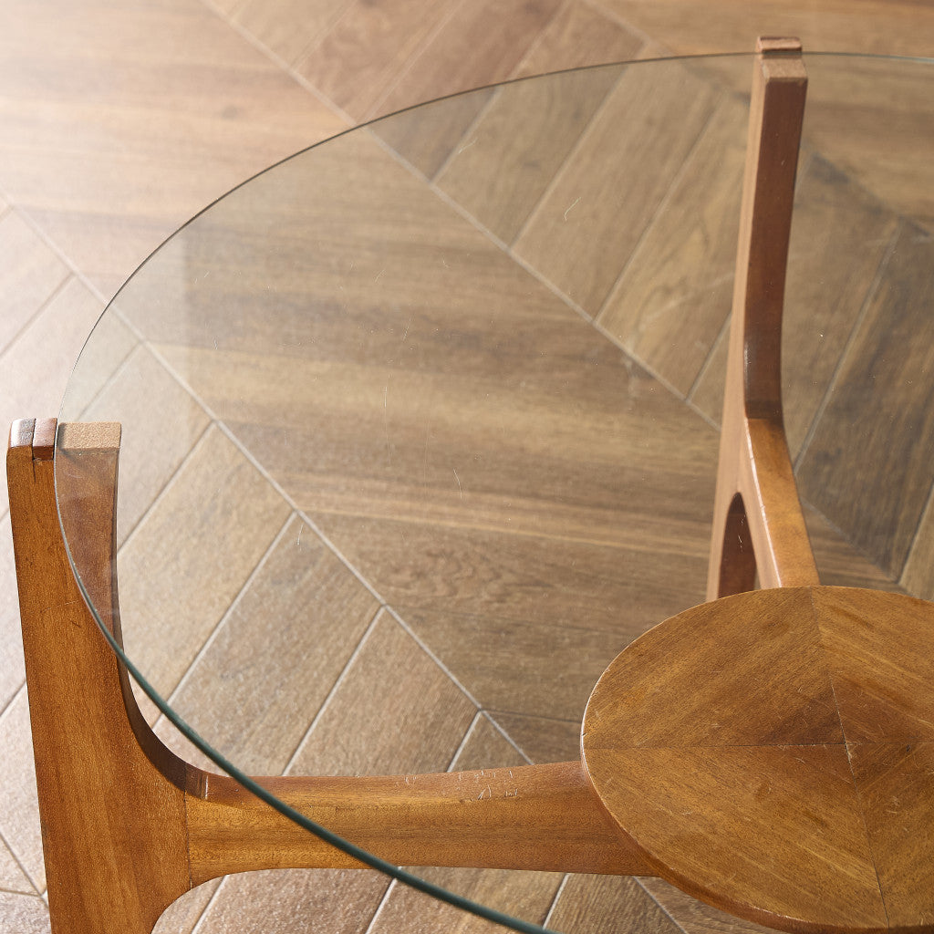 英国 ヴィンテージ ガラストップ コーヒーテーブル #96694 – camori