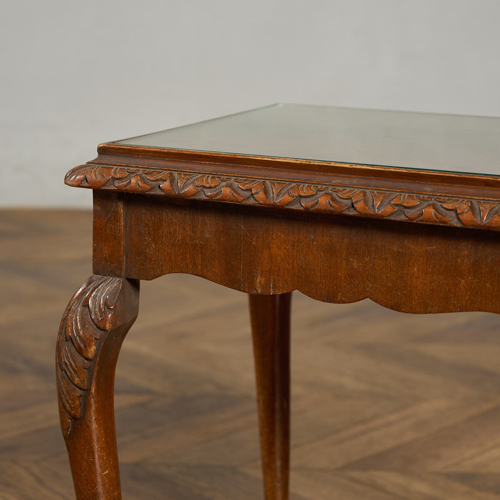 英国 クラシック ガラストップ ネストテーブル