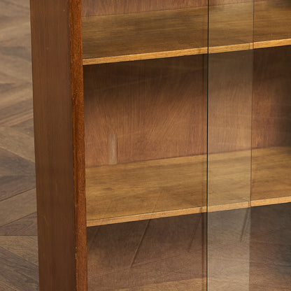 英国 ヴィンテージ ナロー ガラス ブックケース 食器棚