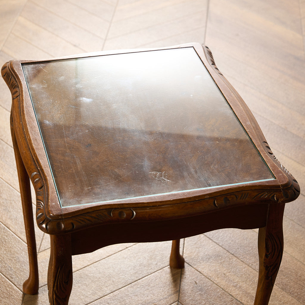 英国 クラシック ガラストップ ネストテーブル #95562