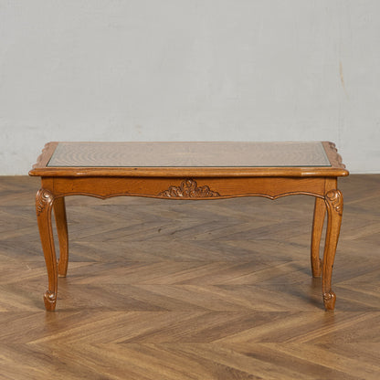 英国 クラシック ガラストップ ラタン コーヒーテーブル