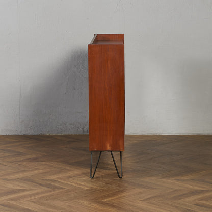 英国 ヴィンテージ ガラス キャビネット カスタム アイアン ヘアピンレッグ