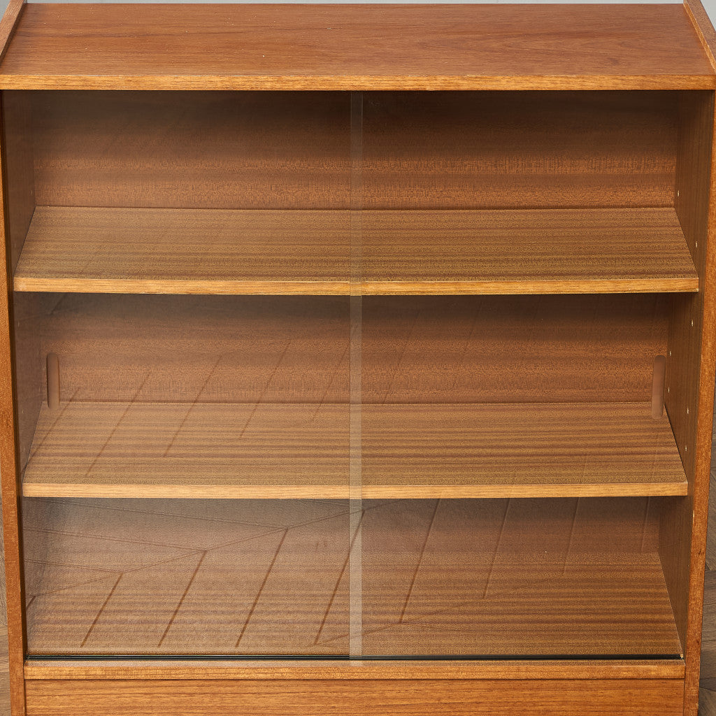 英国 ヴィンテージ ナロー ガラス ブックケース 食器棚