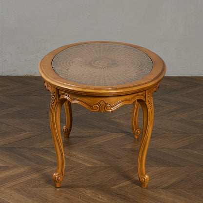 英国 クラシック ガラストップ ラタン コーヒーテーブル