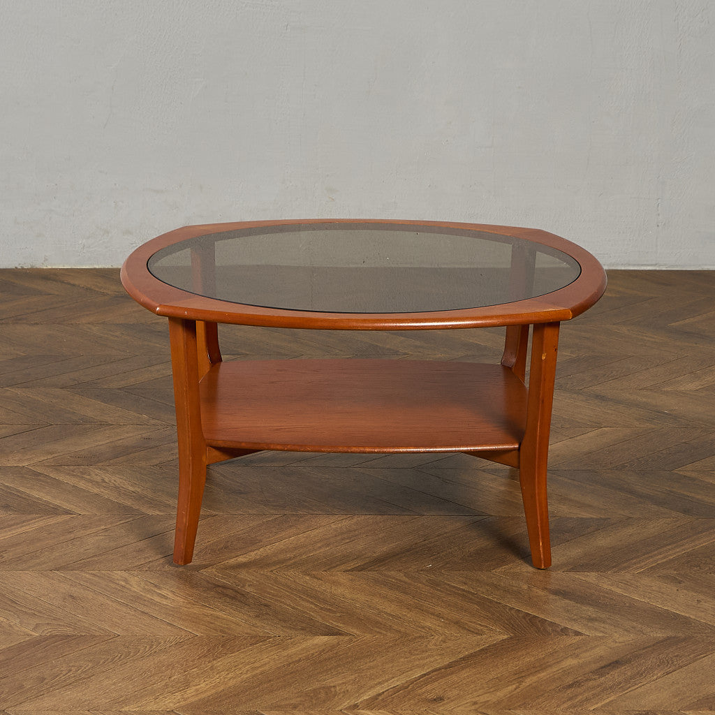 英国 ヴィンテージ スモーク ガラストップ コーヒーテーブル センター