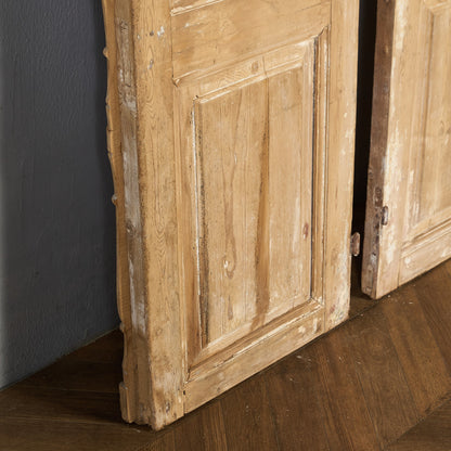 英国 アンティーク 両開き 鉄格子 ウッド ドア 2点セット