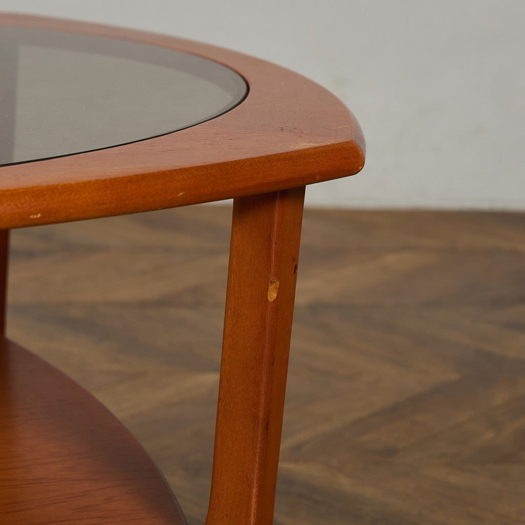 英国 ヴィンテージ スモーク ガラストップ コーヒーテーブル センターテーブル