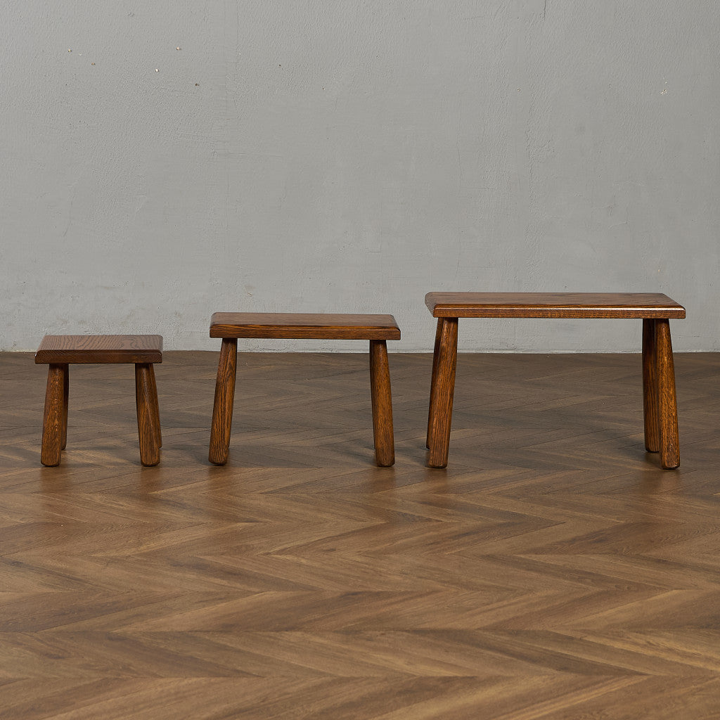 オランダ製 オーク無垢材 ネストテーブル