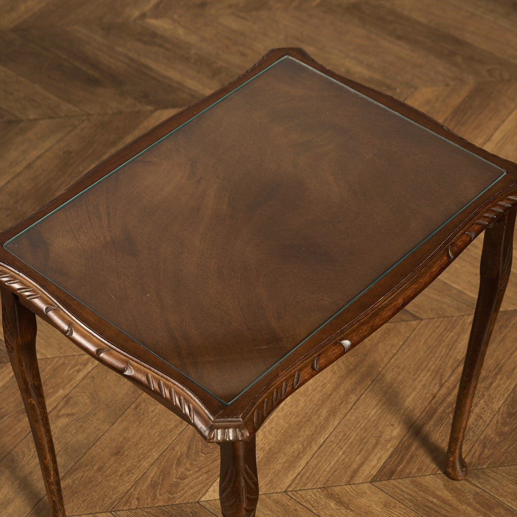 英国 クラシック ガラストップ ネストテーブル