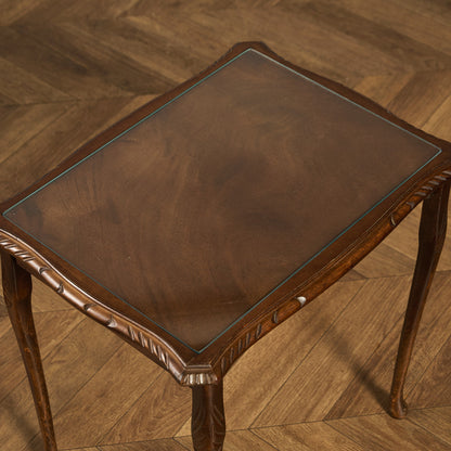 英国 クラシック ガラストップ ネストテーブル