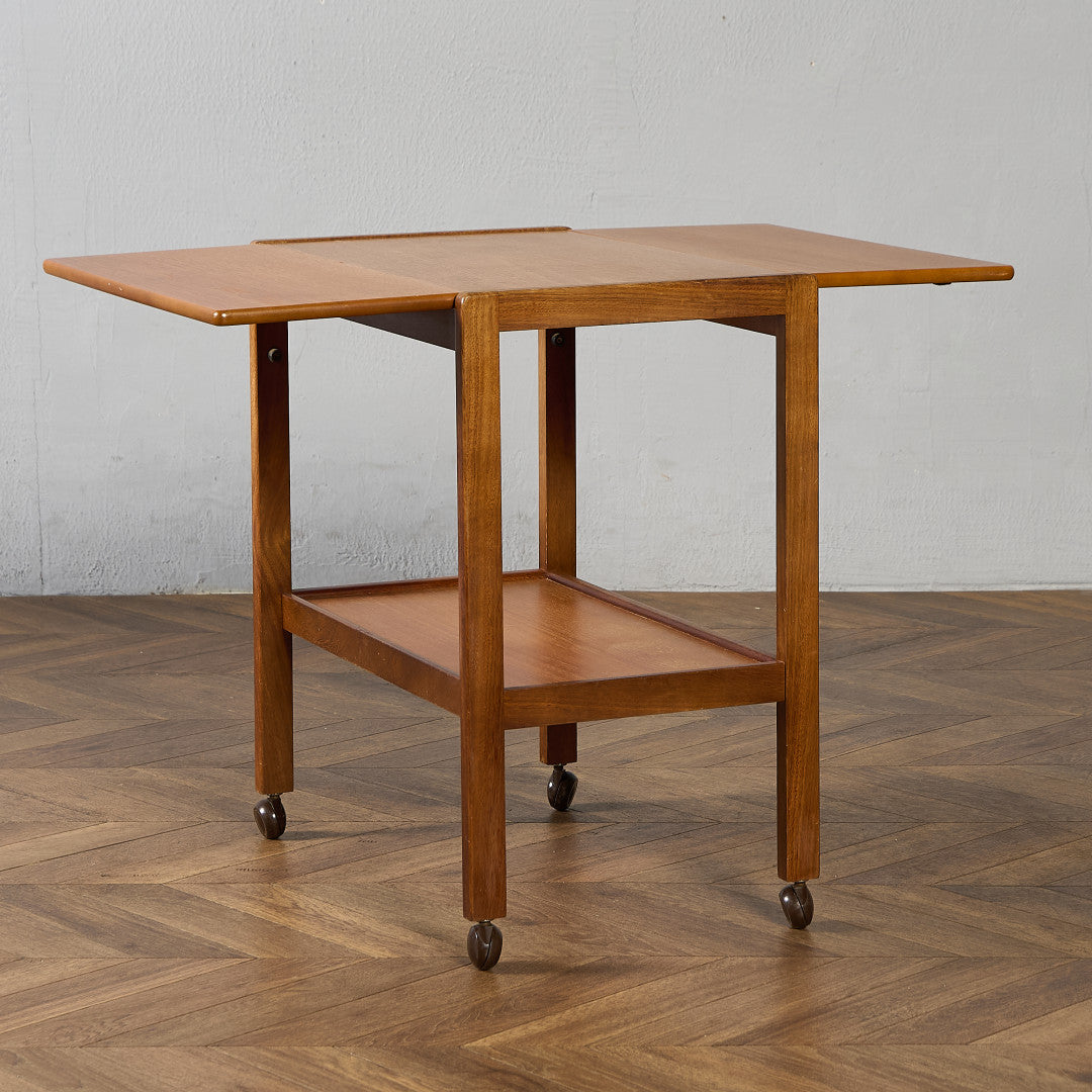 英国アンティーク木製ドロップリーフトロリーテーブル/収納式机ワゴン(91-179 英国アンティーク木製ドロップリーフトロリーテーブル/収納式机ワゴン